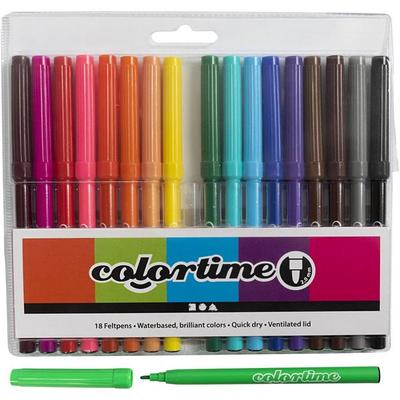 Creativ Company Colortime Marker, Strichstärke 2 mm, sortierte Farben, 18 Stk