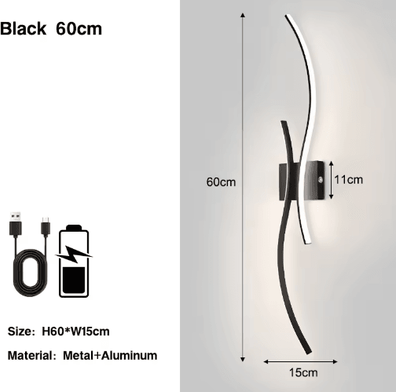 Inspire Picks Wireless Rechargeable LED Wall Sconce 3CCT Touch Dimmable Wall Light With Remote Control black 60cm