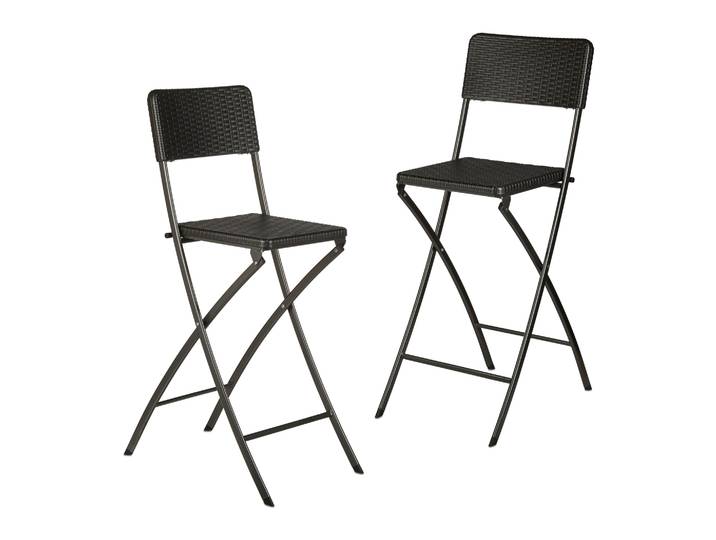 Barhocker Rattan 2er-Set Schwarz