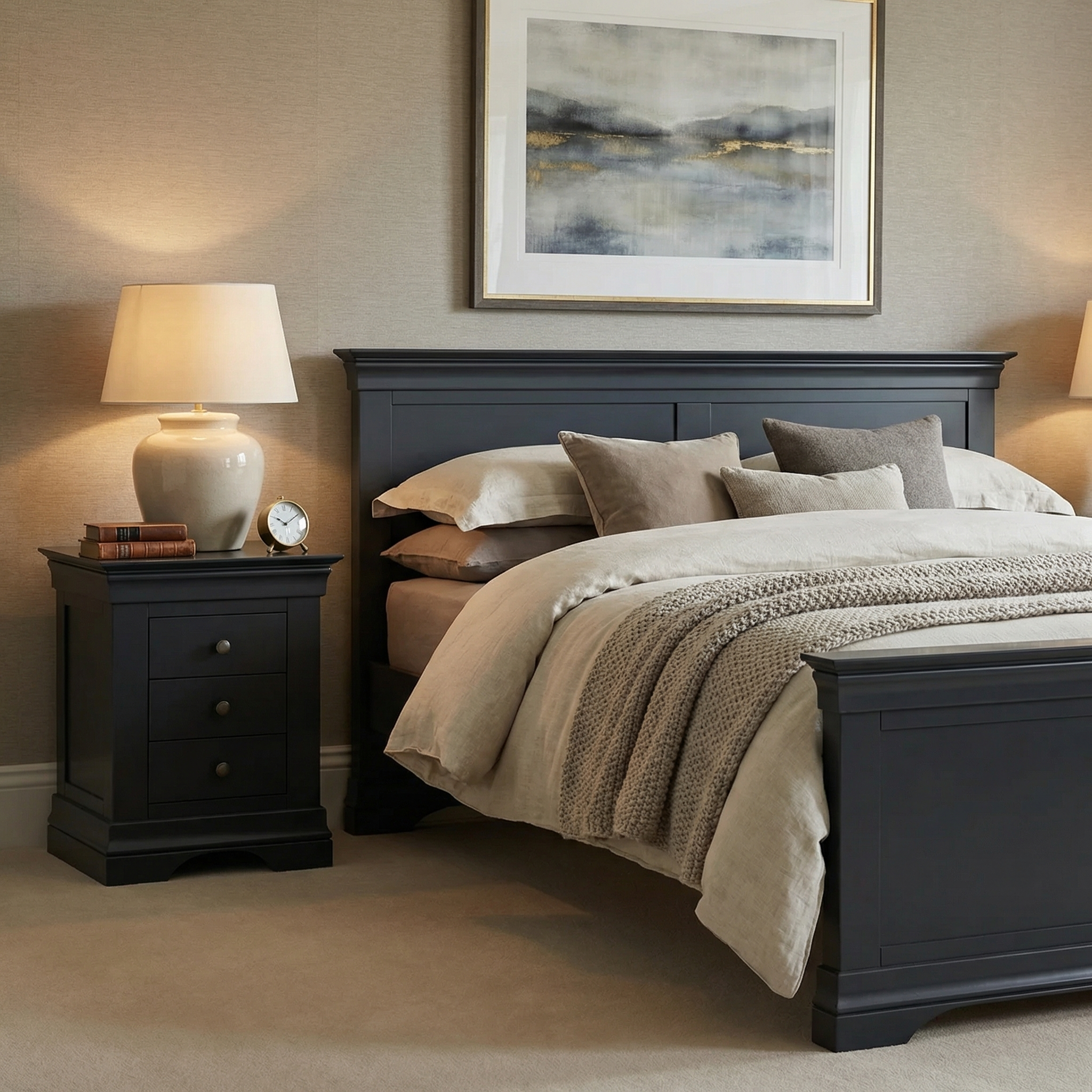 Chalbury 4ft 6" High End Double Bed Frame in Dusky Black