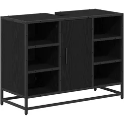 vidaXL Badezimmerschrank mit Tür Schwarz Eichen-Optik 80 x 33 x 60 cm