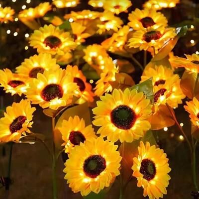 Combo Retail Shop Solar Sun Flower Lights Garden Stake, Outdoor LED Landscape Lights, Waterproof Decorative Patio Lights For Garden Solar Sun Flower Lights Garden Stake, Outdoor LED Landscape Lights, Waterproof Decorative Patio Lights For Garden