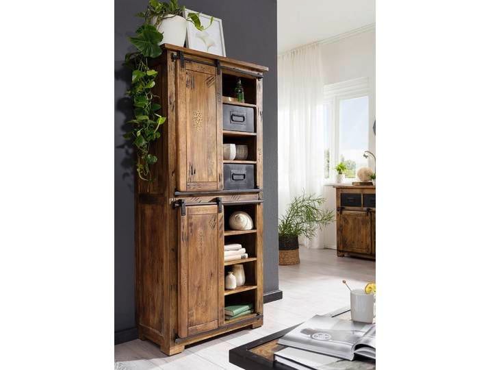 Highboard 80x175cm 'Railroad' Mango Holz & Eisen