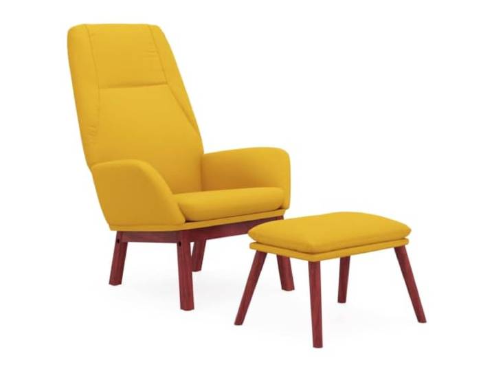 Relaxsessel mit Hocker Senfgelb Stoff Strapazierfähiger Stoff,atmungsaktiv,Kautschukholz-Beine,Metalgestell,kompakte Größe,Wohnzimmer