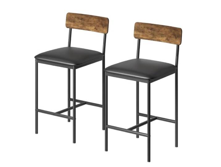 Asypets Barhocker‑Set 2er mit Rückenlehne & Fußstütze, rustikal braun Gepolstert, ideal für Kücheninsel oder Bar, klassisch‑Look, 65 cm hoch