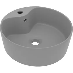 vidaXL Luxus-Waschbecken mit Überlauf Matt Hellgrau 36x13 cm Keramik