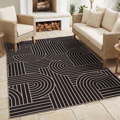 Garvee Modern Curve Stripes Easy Jute Area Rug