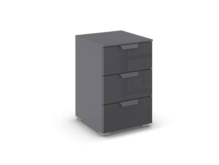 Rauch Möbel ADITIO, Nachttisch, Farbe Grau metallic/Glas Basalt, Maße 40x61x42 cm