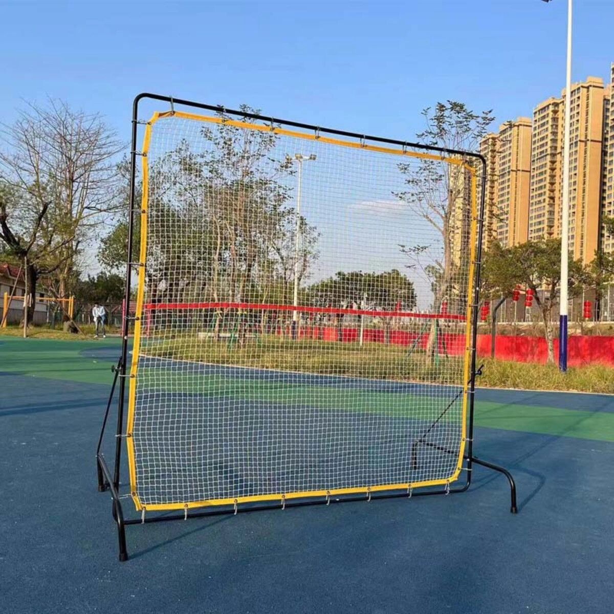 INF Filet de rebond pour entraînement de tennis avec armature en fer et maillage polyester, portable 200.00cm x 200.00cm x