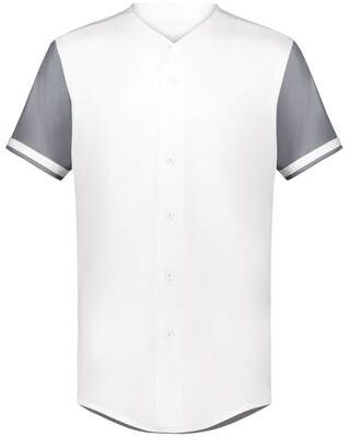 Augusta Sportswear 6909 Athletic Cutter+ Full Button Baseball Jersey T-Shirt in white size 3XL   Polyester/Spandex Blend