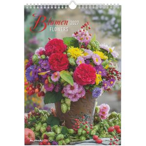 Alpha Bildkalender 104601, Blumen, Jahr 2027, Motiv: Blumen, Spiralkalender, A4
