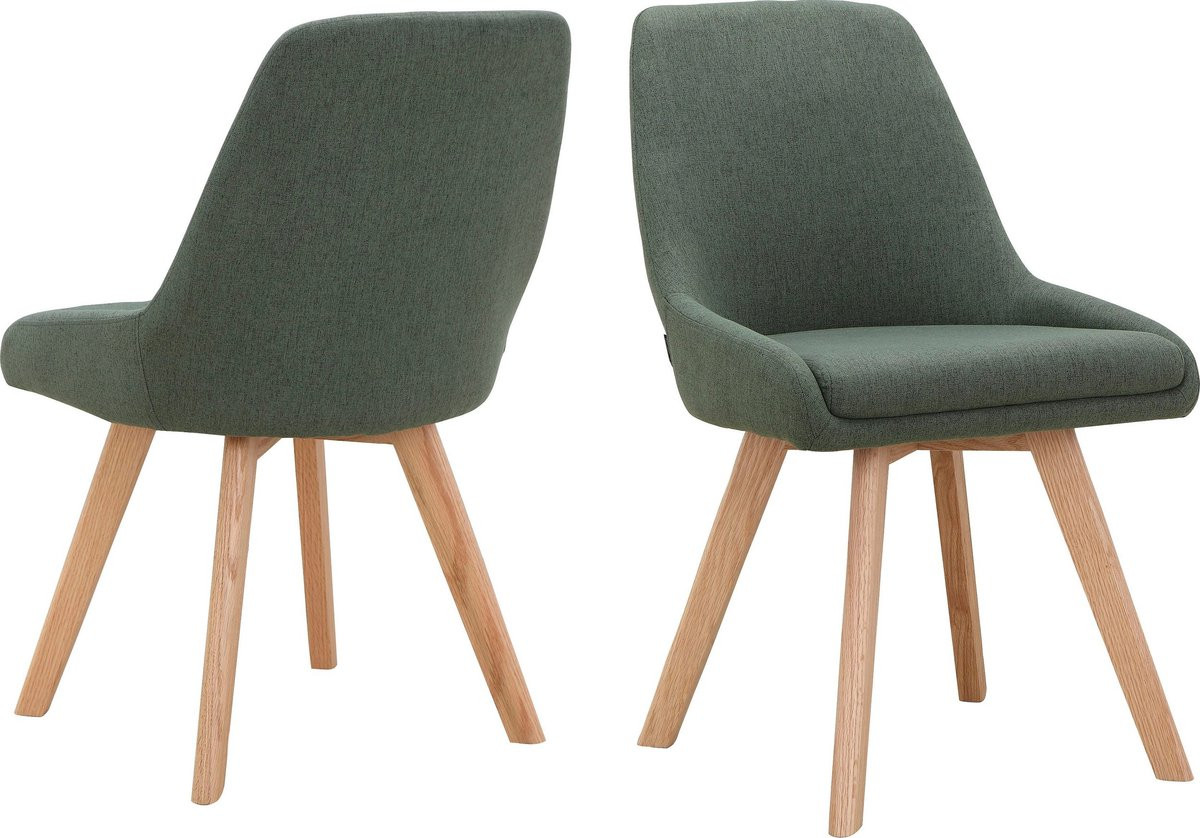 Set van 2 Rudi eetkamerstoelen in groen woollook