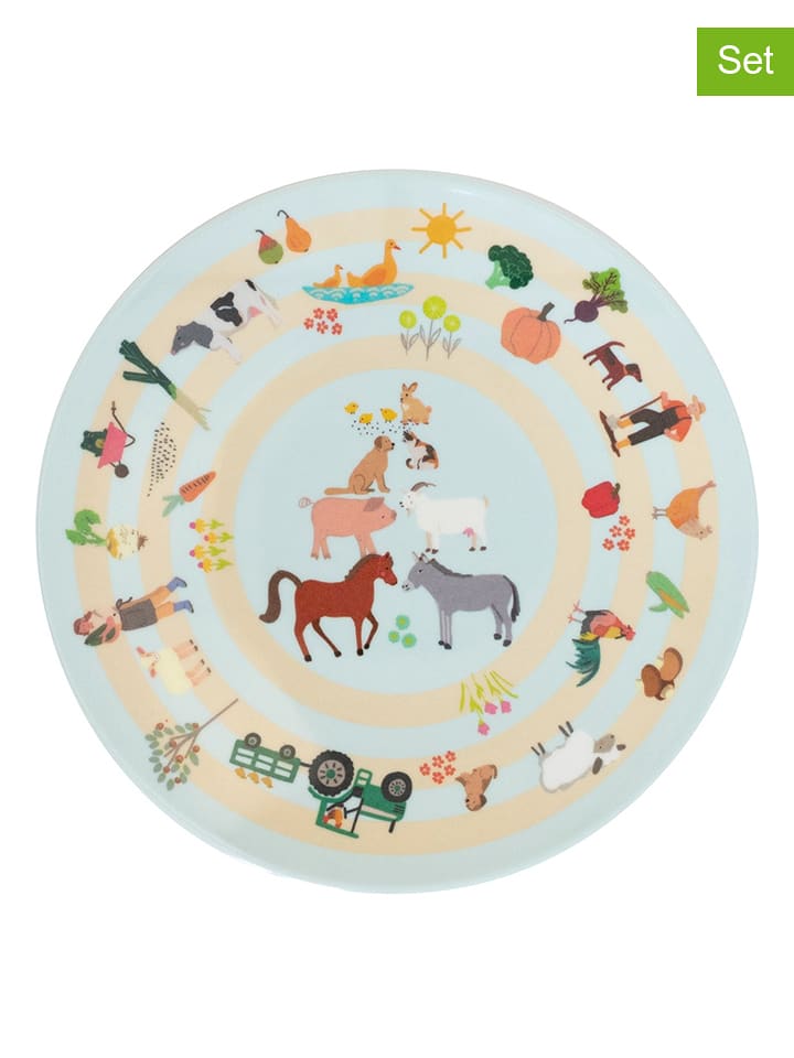 Overbeck and Friends 2er-Set: Frühstücksteller "My Little Farm" in Bunt - Ø 15 cm - onesize