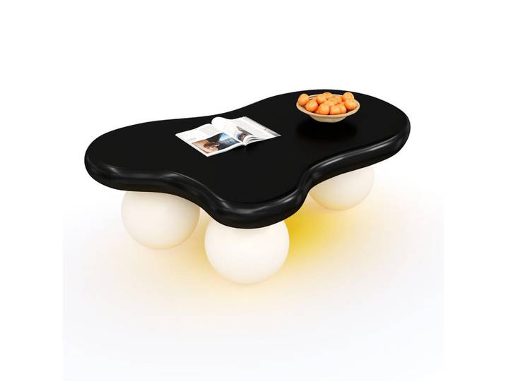 Modfu Couchtisch aus MDF 95x62,5x32 cm in Schwarz mit LED-Beleuchtung, 62.5x32x95 cm, Wohnzimmer, Wohnzimmertische, Couchtische