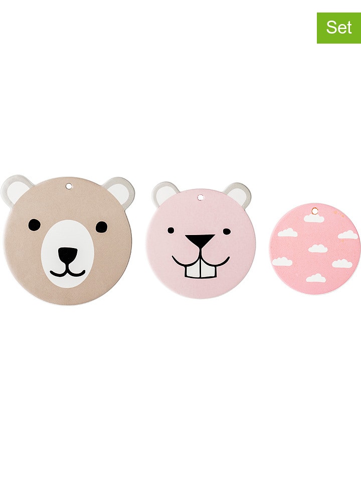 Bloomingville mini 3er-Set: Wandplatten in Beige/ Rosa - onesize