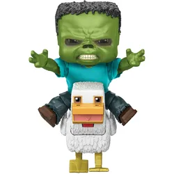 Minecraft Mattel Hühnerjockey Figur mit 3 austauschbaren Babyzombie-Gesichtern, angelehnt an den Fil