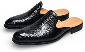 LightInthebox Men's Genuine Leather Mules – Brown Slip-On Mules for Summer Weddings and Beach Parties