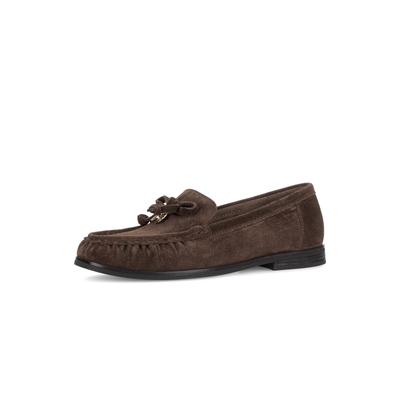 Slipper GABOR, Damen, Gr. 39, Leder, braun (dunkelbraun), Veloursleder, Schuhe Slipper, Schlupfschuh, Businessschuh in Komfortweite G (=weit)