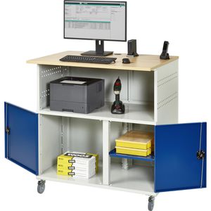 Rau Rau Computerschrank Modell 1023, lichtg / blau, aus Metall, für Industrie, abschließbar, fahrbar