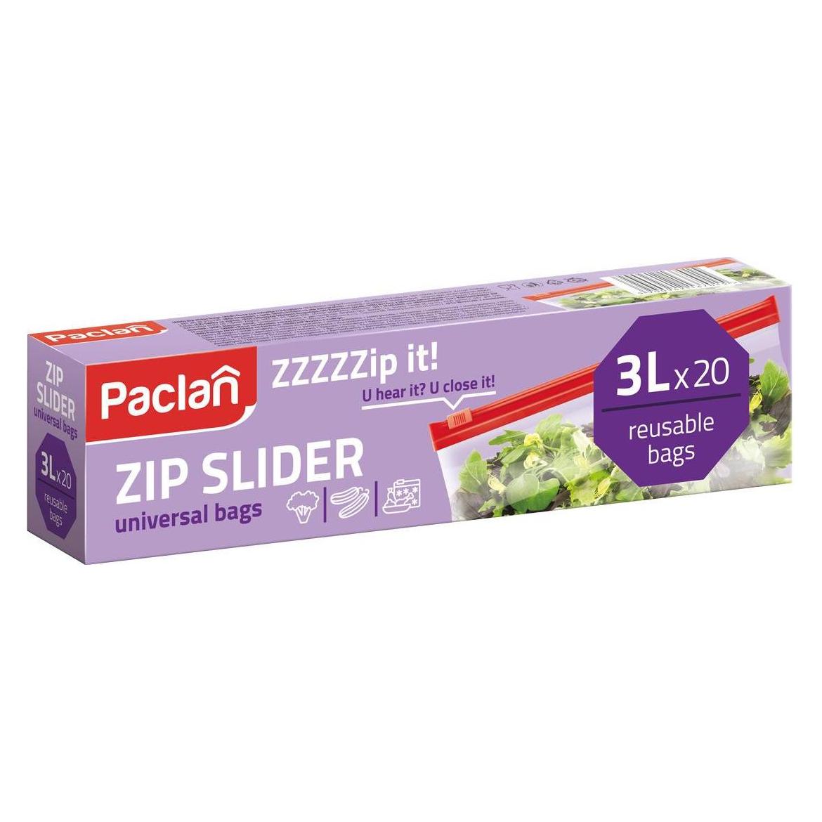 Paclan ZIP SLIDE UNIVERSAL BAGS 3LX15PCS 137122 (15x, 3 l) (000101066360)