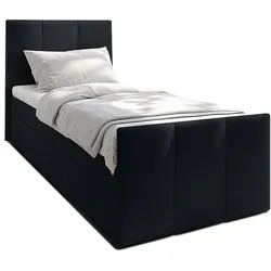 BOXBETT LEVENTE 80x200 cm mit Bettkasten und Matratze - Schwarz + TOPPER