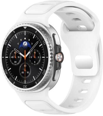 Everyday Crate Samsung Galaxy Watch 8 Classic Silicone Watch Band Reverse Buckle Adjustable Sport Strap white