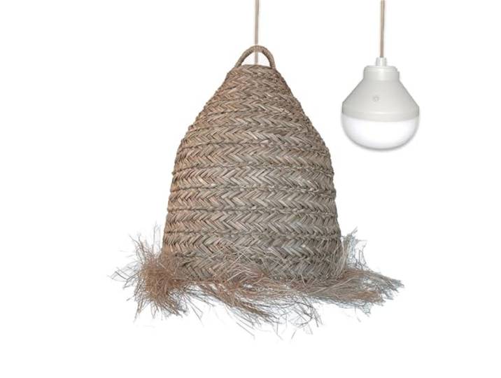 Lumisky Suspension ANAFI NOMAD en jonc de mer naturel style bohème avec ampoule LED blanc/RGB nomade