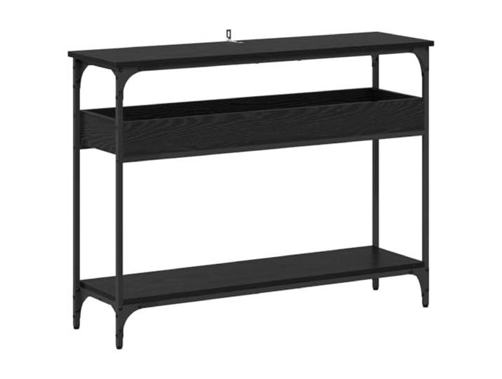 Coespram Konsolentisch Industrial Flurtisch Eichen-Optik 100x29x75 cm Schlanker Metall-Beistelltisch mit Ablage für Flur und Schlafzimmer. Stabile Stahlkonstruktion im matten Industrie-Design.