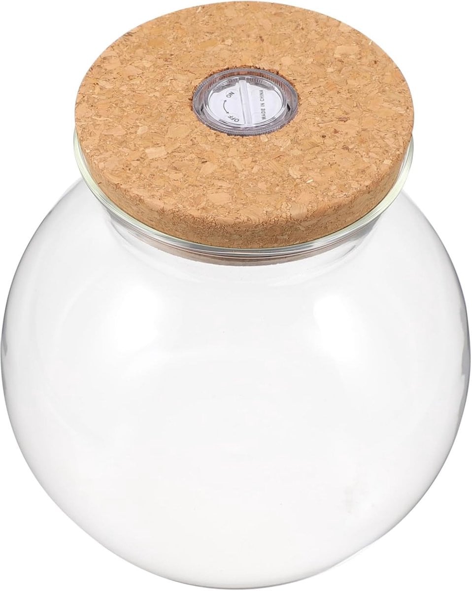 Glazen Terrarium Fles Mini Aquarium met LED Verlichting - Wit