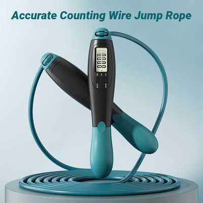 ModernMart Smart Counter Jump Rope Adjustable Steel Cable For Cardio Fitness Training black
