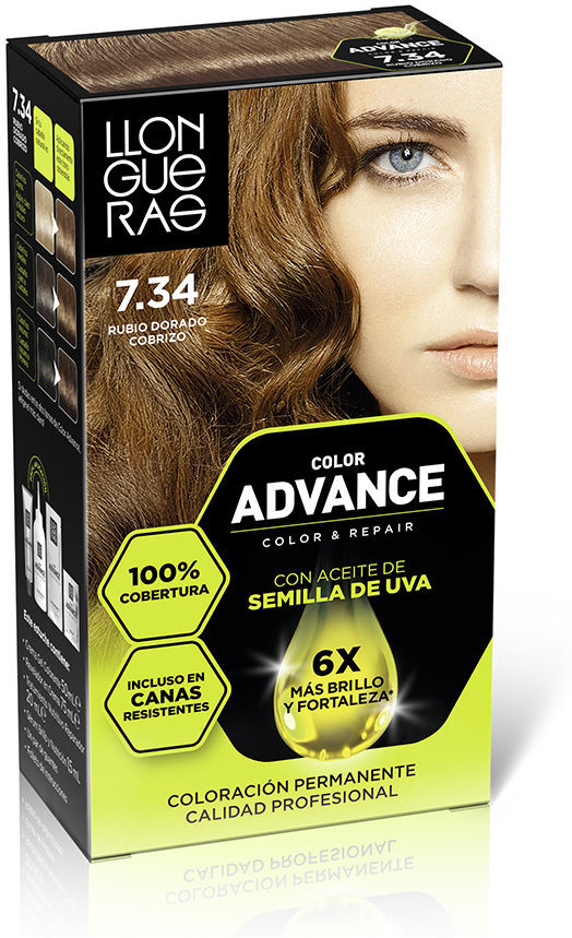 Llongueras Color Advance #7,34-rubio dorado cobrizo