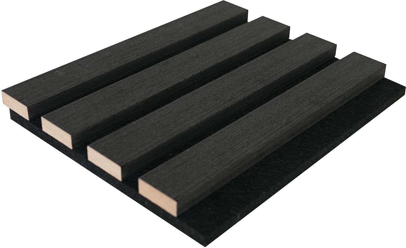 Vente-unique Akustikwandpaneel - Holzfinish Anthrazitgrau - Pack: 3,12 m² - 2er-Set - PENCIA