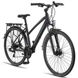 Licorne Bike Premium Touring Trekking Bike in 28 Zoll - Fahrrad für Jungen, Mädchen, Damen und Herren - 21 Gang-Schaltung - Mountainbike - Crossbike Farbe:Schwarz;Stil:Damen
