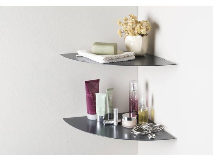 Étagère angle salle de bain 36 cm - gris - lot de 2 - teebooks