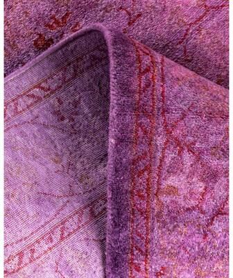 Solo Rugs "Overdyed Hand-Knotted Wool Modern-Contemporary Purple Runner 2' 6"" x 11' 6"""