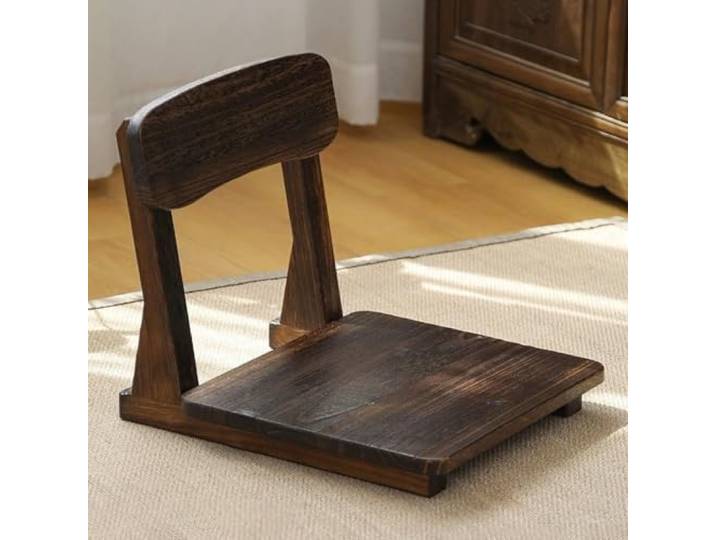 Japanischer Tatami-Stuhl, japanischer Terras-Stuhl, ohne Beine, fauler Stuhl für Erkerfenster, Tatami-Meditationsstuhl aus Holz, Komfort und Unterstützung, für Spiele, Meditation, Wohnzimmer (Braun)