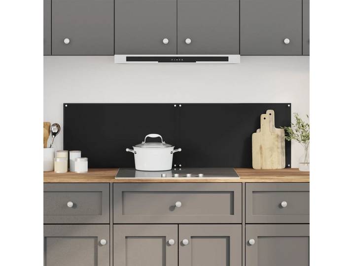 vidaXL Küchenrückwand, Küchenrückwände 2 Stk. Schwarz 70x60 cm Hartglas