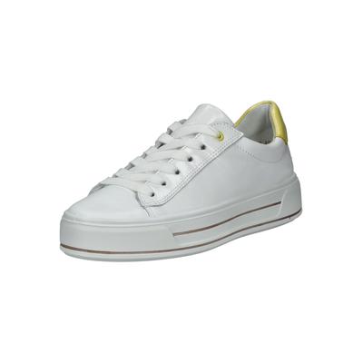 Sneaker ARA "Ara Sneaker Leder", Damen, Gr. 43, weiß (weiß, gelb), Leder, Schuhe Sneaker