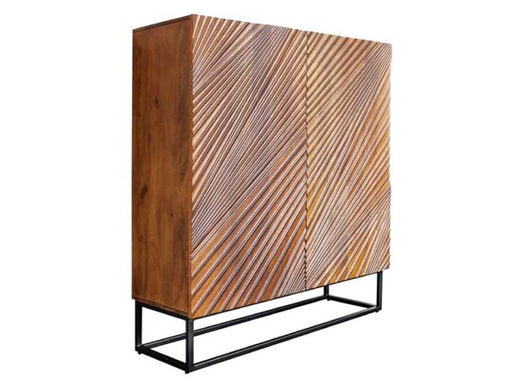 Riess Ambiente Highboard Art - 100x120x38cm - braun - Mangoholz Metall Montiert geliefert, Metallgestell, stabiles Gestell, pflegeleichte Oberfläche, Maserung, modernes Design