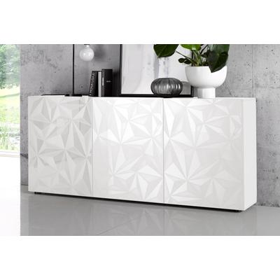 Sideboard HOME AFFAIRE "Prisma Breite 181, Kommode 3 Türen, Anrichte", weiß (weiß hochglanz lack, front mit siebdruck), B:181cm H:84cm T:42cm, Sideboards, Sideboard, Front mit elegantem Siebdruck, grifflos, viel Stauraum