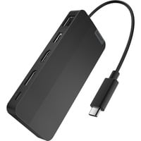 USB-C 3.2 Gen 2 Reisedock für zwei Displays, Adapter schwarz, HDMI, DisplayPort, USB-A, USB-C, LAN