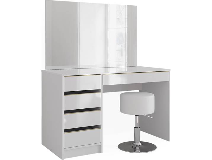 Set de maquillage Vicco Sherry Blanc/Or 120cm avec miroir et tabouret\, Model 47710