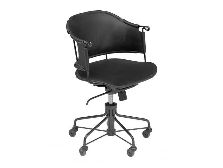 Källemo Chaise de bureau Sheriff Cuir Tärnsjö noir-piètement noir laqué