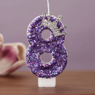 Inspire Curations Princess Crown Number Birthday Candle Number Birthday Candle Purple Princess Cake Candle For Birthdays & Celebrations purple 8