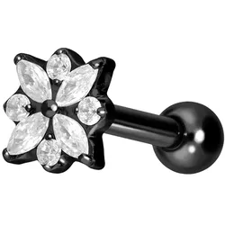 Titan Ohrpiercing mit Innengewinde KRISTALLBLUME