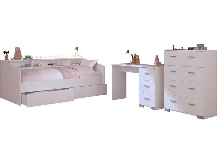 Jugendzimmer-Set PARISOT Parisot Kinderzimmer, 4-tlg. - Sleep 44 , weiß, B:113cm H:82cm T:203cm, Holzwerkstoff, Schlafzimmermöbel-Sets
