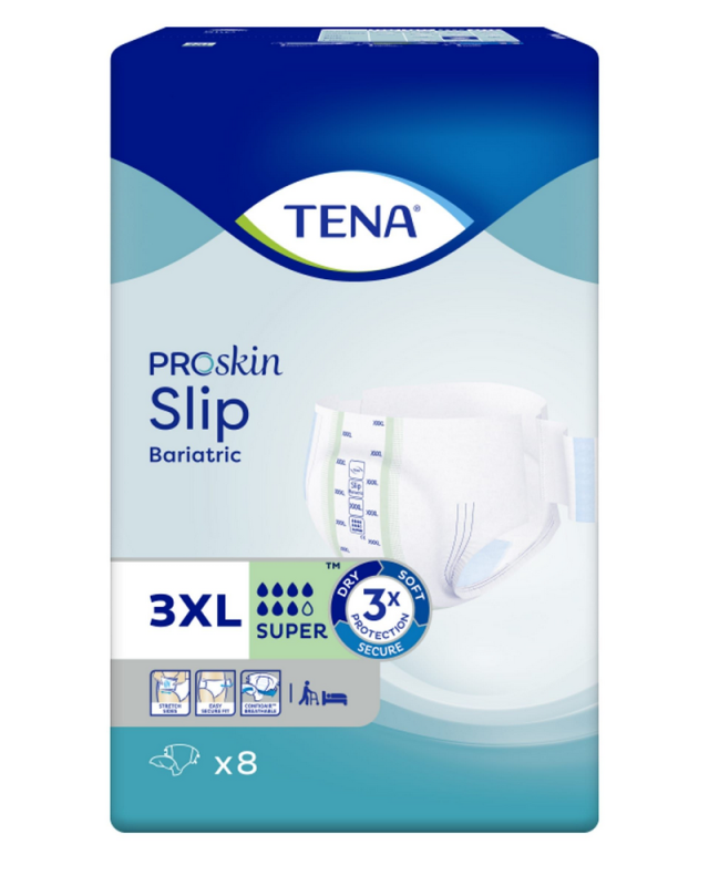 Tena Proskin Slip Super 3XL (Bariatric) - 4 paquets de 8 protections