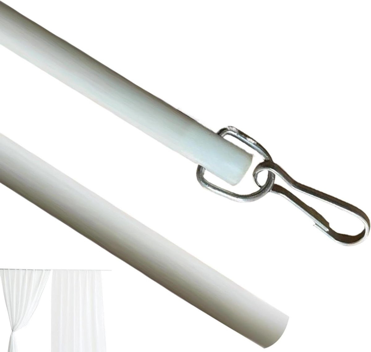 Wit Gordijnroede Trekstang van Transparant Acryl - 43 cm