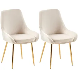 CLP 2er Set Esszimmerstuhl Elmira Samt gold   Farbe: creme, Material Gestell: Metall gold