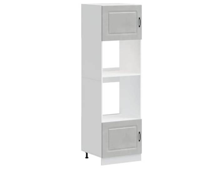 fsahslih 2X Herdumbauschrank Kalmar Betongrau 60x57x207cm Holzwerkstoff Hoher Küchenschrank mit großem Nischenfach für Backofen und Mikrowelle, verstellbaren Füßen und robuster Oberfläche.